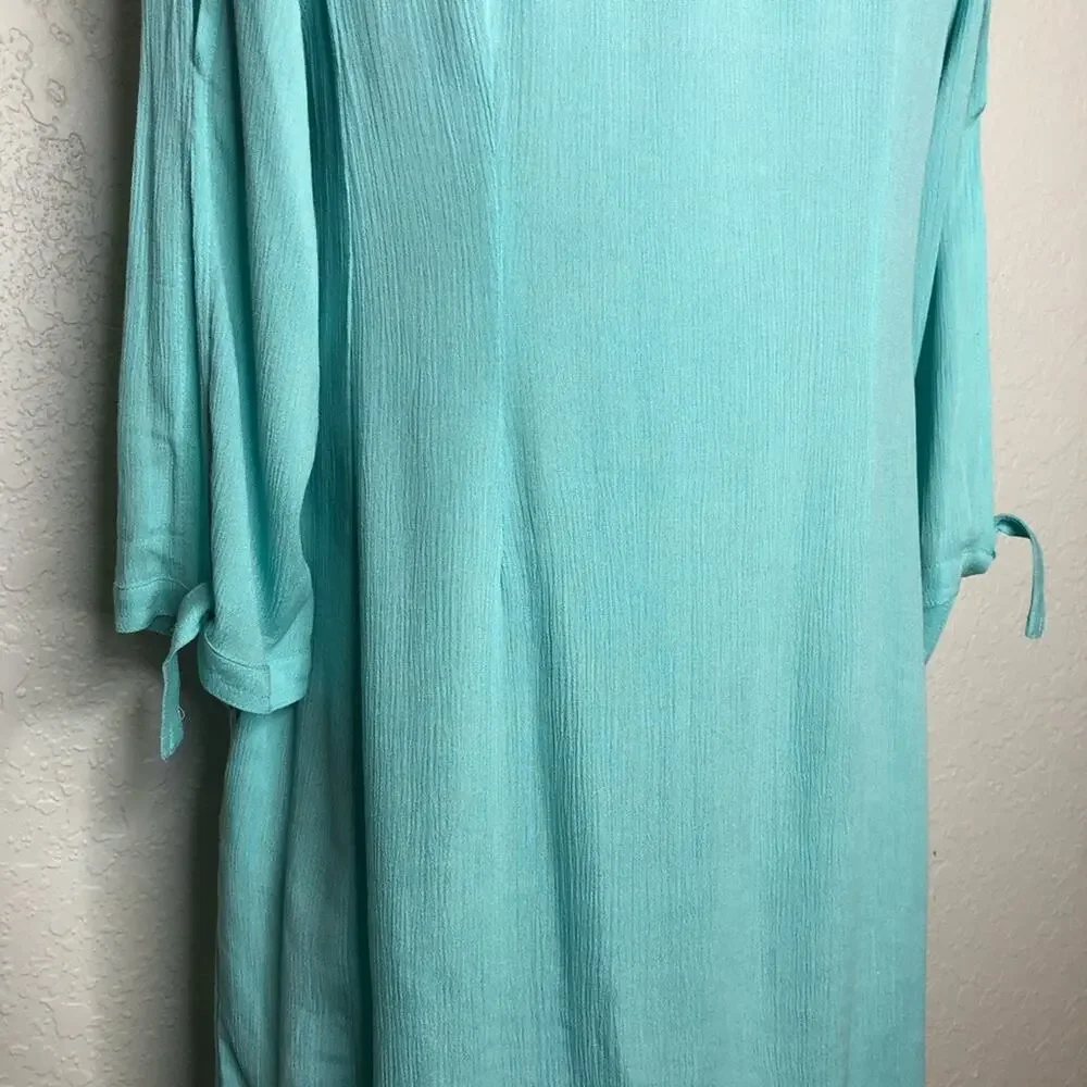 Soft Surroundings light blue cold shoulder shift dress size Petite Medium PM